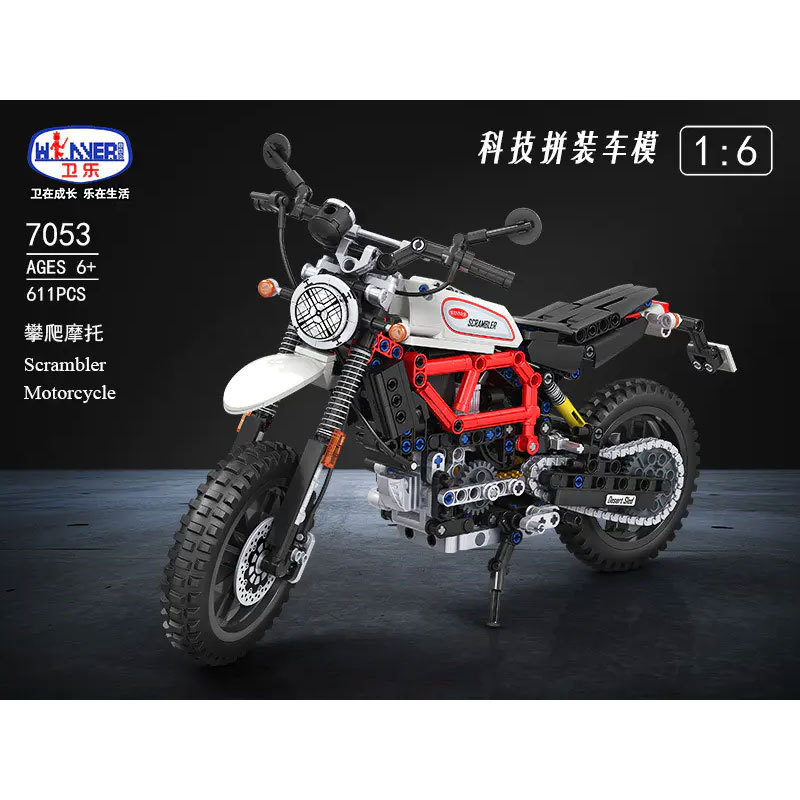 【Clearance Stock】WInner 7053 Technic Series Scrambler Motorcycle Building Blocks 611pcs Bricks Model Ship From China