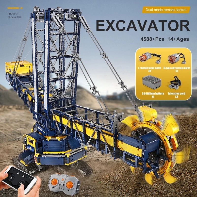 MOULDKING 17006 Technic Bucket Wheel Excavator Electric Remote Control APP Building Block Model 4588pcs Ship From China
