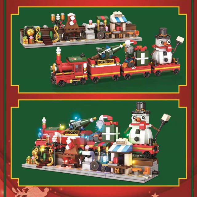 LW 7008 Marry Christmas Building Blocks Train 838pcs Bricks Toys Model From China