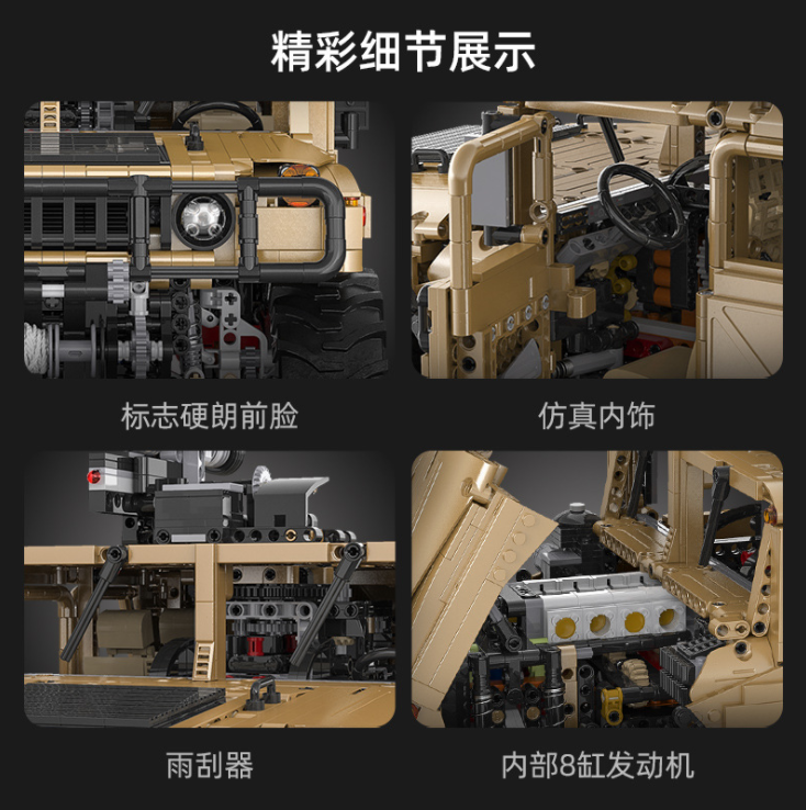 Double Eagle C61036  3935pcs HUMVEE remote control off-road vehicle 1:8 small particle puzzle assembling building block toy Ship From China