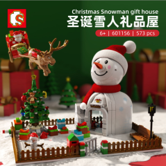 SEMBO 601156 Christmas Gift Light Version Snowman House Building Model Children Assembled Building Blocks 573pcs Bricks Toys  From China