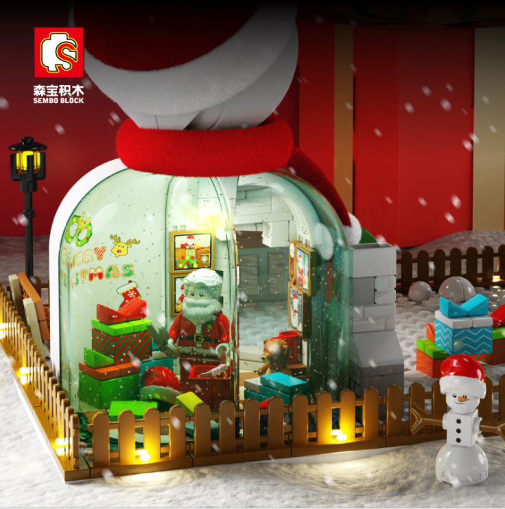 SEMBO 601156 Christmas Gift Light Version Snowman House Building Model Children Assembled Building Blocks 573pcs Bricks Toys  From China
