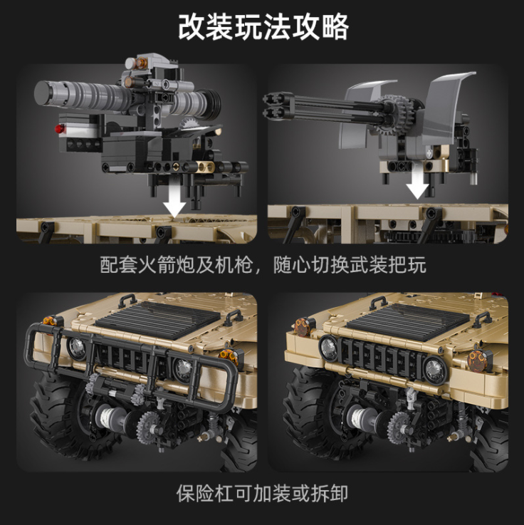 Double Eagle C61036  3935pcs HUMVEE remote control off-road vehicle 1:8 small particle puzzle assembling building block toy Ship From China