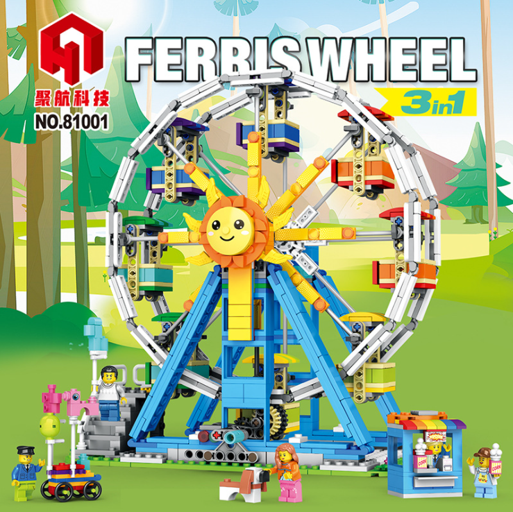 JUHANG 81001 1166pcs Three-change Ferris wheel &quot;creative&quot; Streetscape Architectural scene Building Block Toy From China