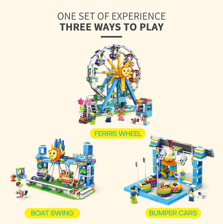 JUHANG 81001 1166pcs Three-change Ferris wheel &quot;creative&quot; Streetscape Architectural scene Building Block Toy From China