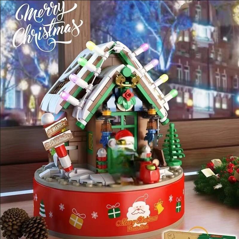 PANLOS 656012 Christmas Music Box Building Blocks DIY City Friends Village Bricks Toys from China