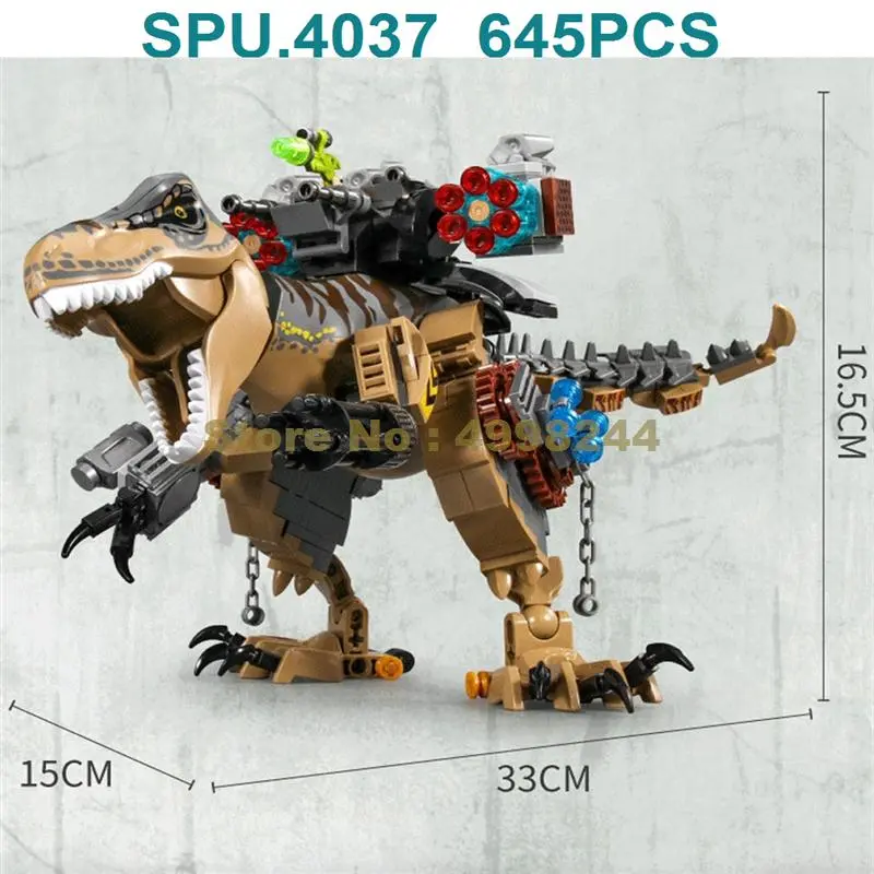 Sy1596 645pcs Jurassic Dinosaur Truck Chase Tyrannosaurus Rex T-rex 4 Dolls Building Blocks Toy ship from China.