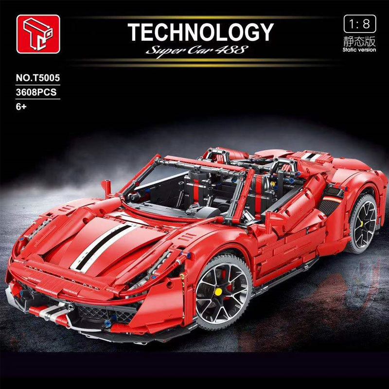 TAIGAOLE T5005 High-Tech Series Master Sports Car Red 1:8 Building Block Model 3608pcs Bricks Ship From China