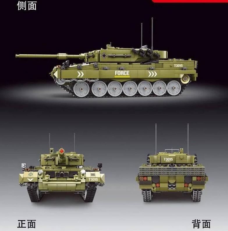 GaoMiSi T3015 Cool Battle Tank Leopard 2 Building Blcoks  Model Set 2029pcs Bricks Toys  From China.