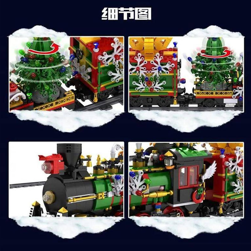 Mould King 12012 Christmas Hot Style Christmas Train With Lights Electric Building Block Toy Ship From Europe 3-7 Days Delivery