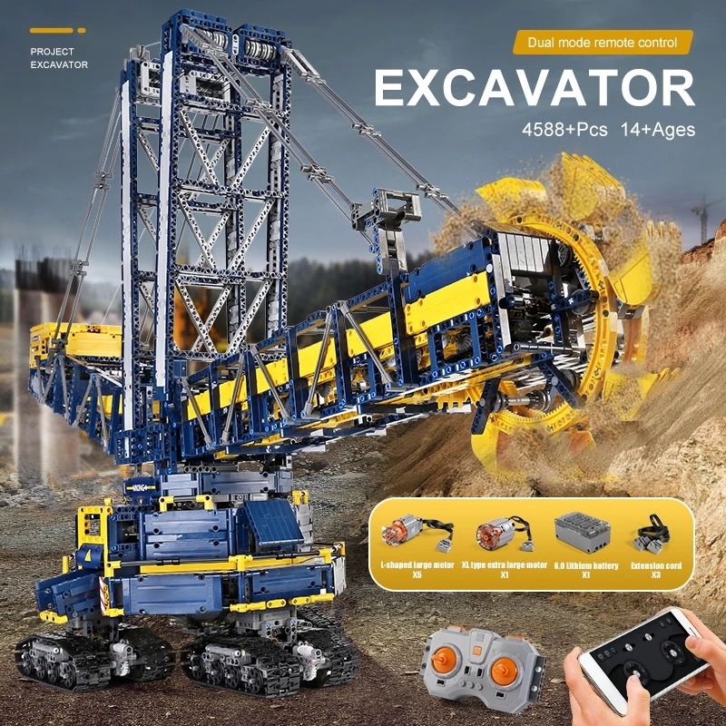 Mould King 17006 High-Tech Series Bucket Wheel Excavator Electric Remote Control APP Building Block Model 4588pcs Ship From Europe 3-7 Days Delivery