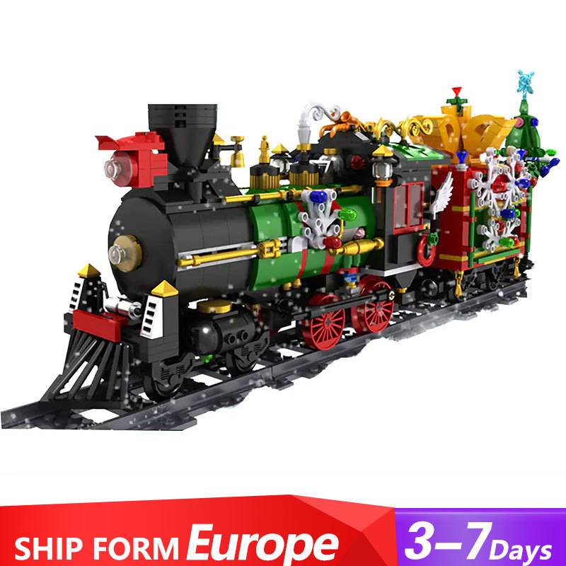 Mould King 12012 Christmas Hot Style Christmas Train With Lights Electric Building Block Toy Ship From Europe 3-7 Days Delivery