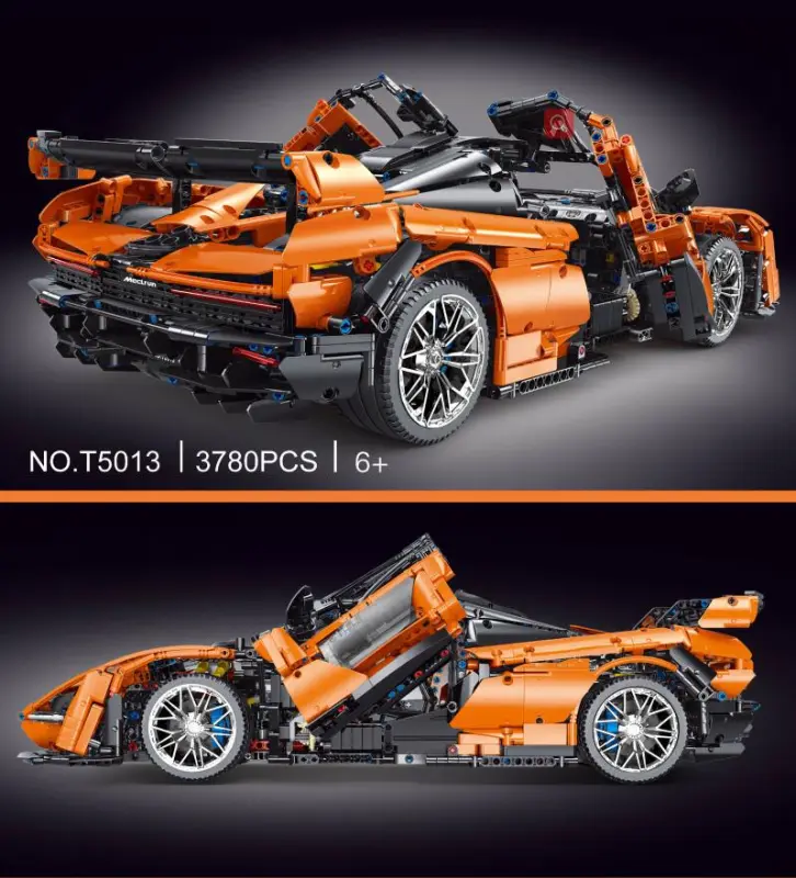 TGL T5013 3780pcs High-tech McLaren Senna Super Sport Car Model Building Blocks Orange bricks from China