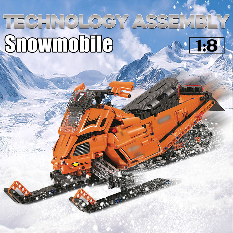 7068 961pcs Electric Turbo Snowmobile Moto Snow Motorcycle Motorbike Building Blocks Educational DIY Bricks Toys ship from China.