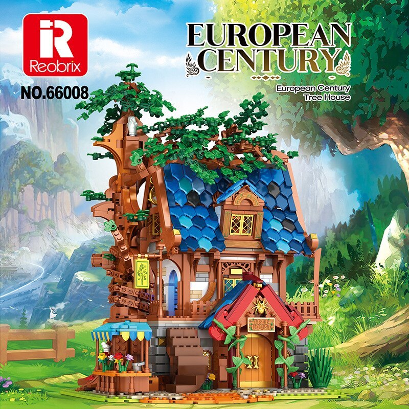 Reobrix 66008 City Street View Tree House Set Model Bricks Medieval Architecture Series 2566pcs Building Blocks  from China.