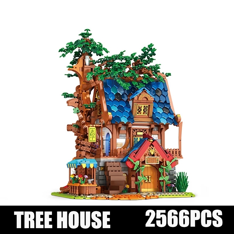 Reobrix 66008 City Street View Tree House Set Model Bricks Medieval Architecture Series 2566pcs Building Blocks  from China.