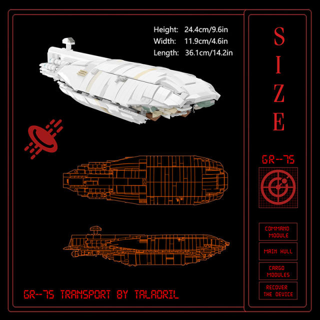 BuildMoc Boy Adult Gift Star Wars GR-75 Transport Ship From China（PDF manual）