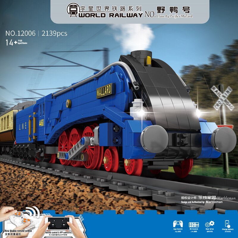 MOULD KING 12006 RC Class A4 Pacifics Mallard Railways Railroad MOC Building Blocks Model 2139PCS Bricks ship from China.