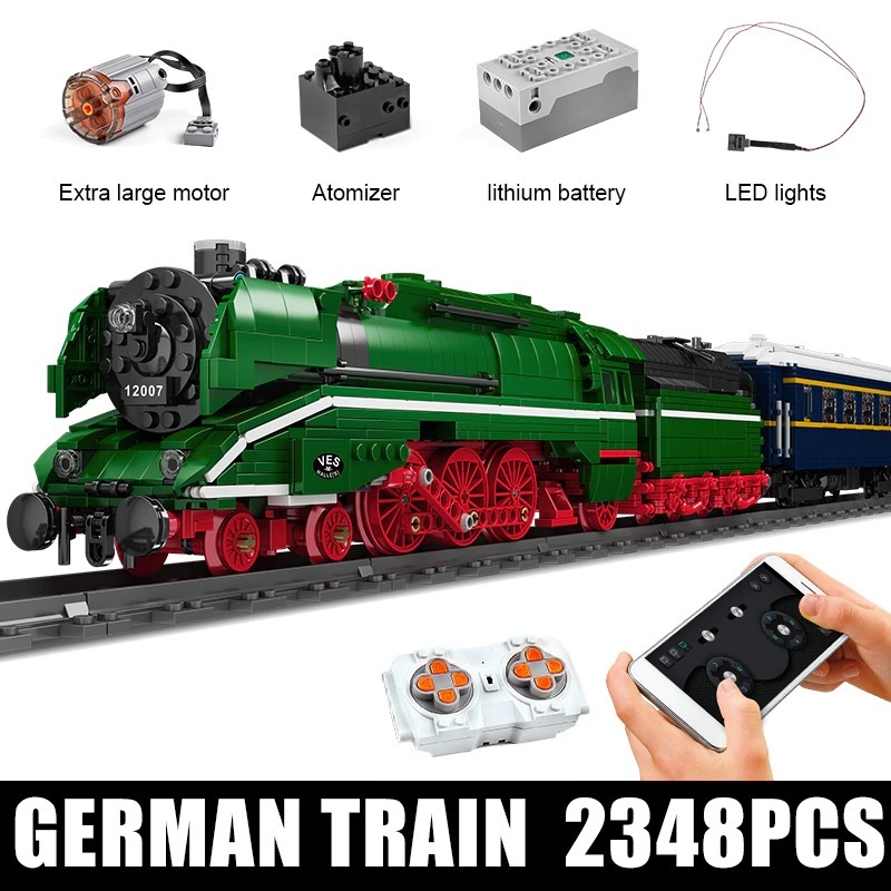 MOULD KING 12007 Technic Motorized BR18 201 German Express Train Model Building Blocks 2348pcs Bricks ship from China.