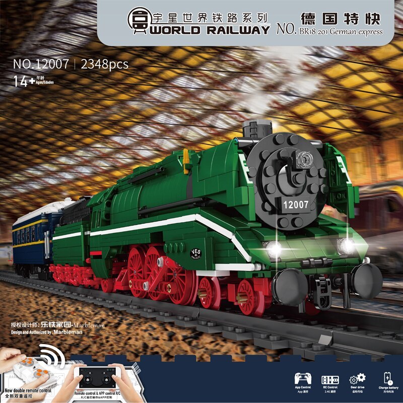 MOULD KING 12007 Technic Motorized BR18 201 German Express Train Model Building Blocks 2348pcs Bricks ship from China.