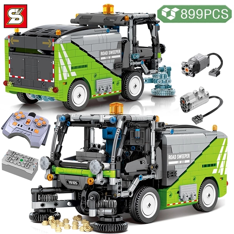 SY 73500 Technical MOC Sweeper Truck Building Blocks Ideas Engineering Remote Control Vehicle 899PCS Bricks Toys from China
