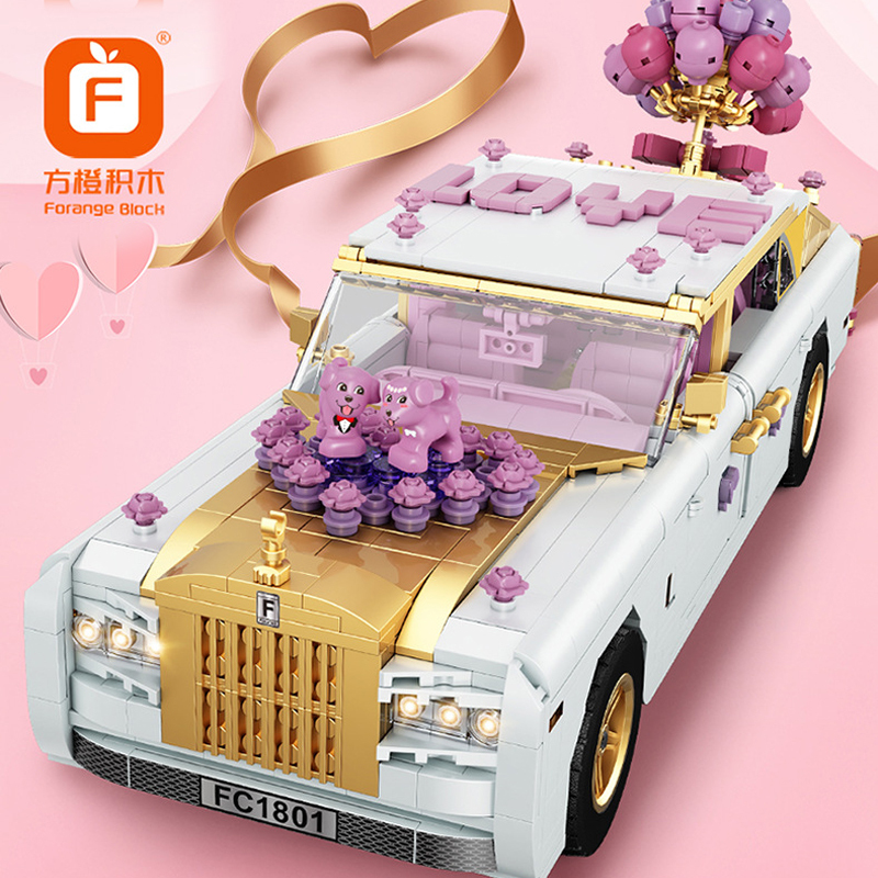 FORANGE FC1801 Technic Romantic Wedding Car  Model Series Children's Assembled 1590pcs Building Blocks from China(without Motor).