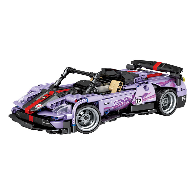 Sembao 701908 remote control building block car purple Fengshen sports car with Motor 480pcs bricks Toy ship from China.