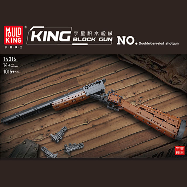 MOULD KING 14016 Motorized Block Gun Shooting Game 1015pcs bricks Toys Double-barreled Gun Model Building Blocks from China