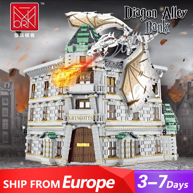 032101 MORK MOC City Street View Series Diagon Alley Bank Toy Model 4185Pcs Building Block Toy Ship From Europe 3-7 Days Delivery