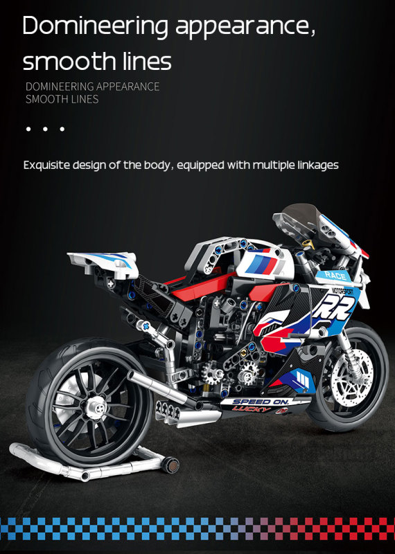 JuHang 82003 MOC Technical Ideas Motorcycle Model Building Blocks BMW S1000RR 768pcs bricks from China