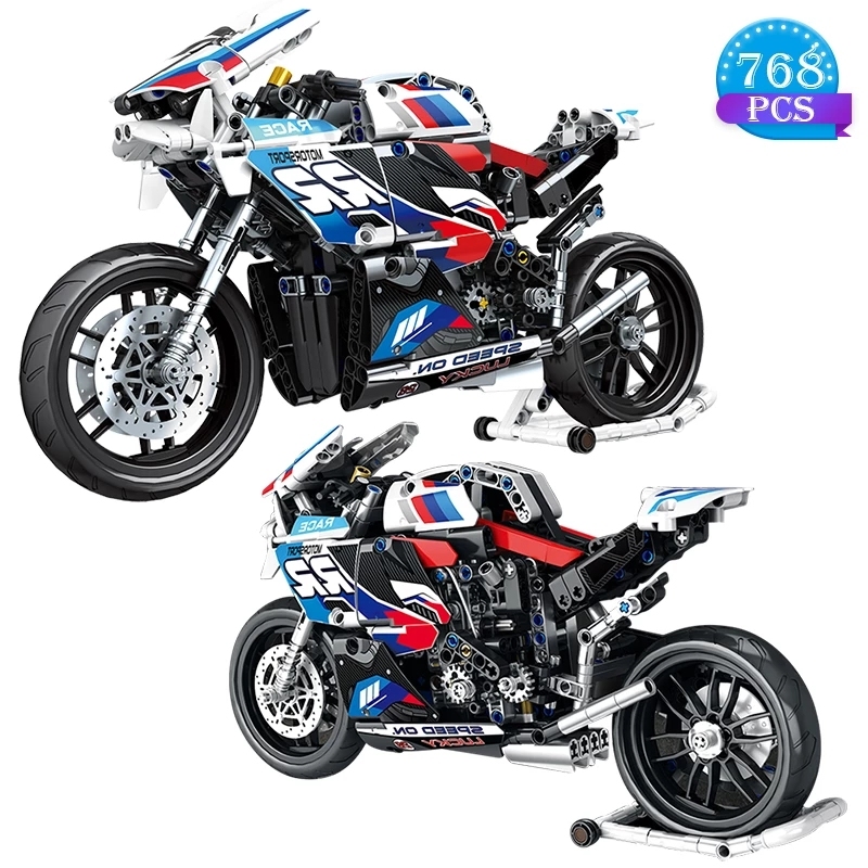 JuHang 82003 MOC Technical Ideas Motorcycle Model Building Blocks BMW S1000RR 768pcs bricks from China