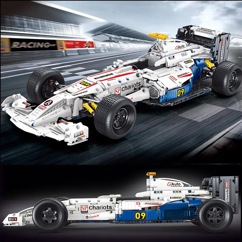 T5009 MOC Technical White Super Car Formula One Model 1682pcs Racing building blocks withiout Motor ship from China.