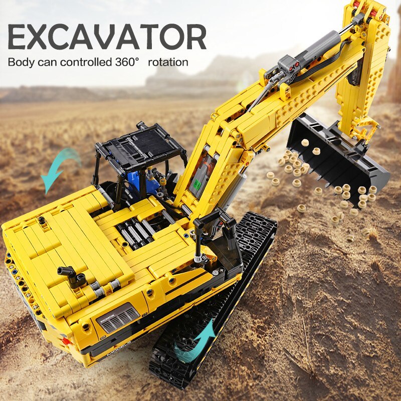Mould King 13112 MOC Technical excavator Model Building blocks Link Belt 250 X 3 1830pcs bricks with Motor ship from China.