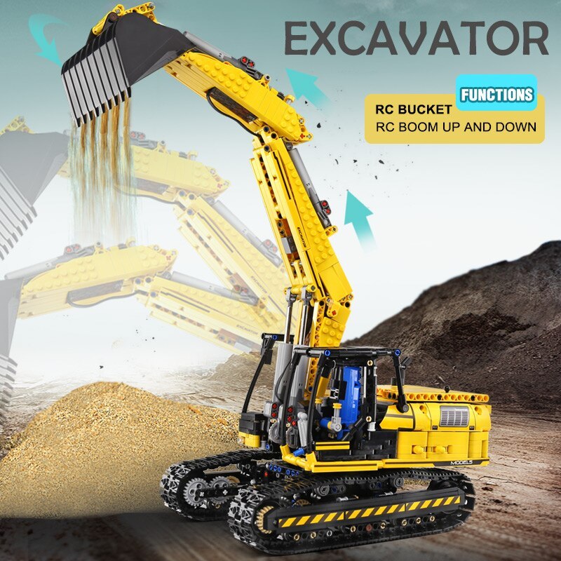 Mould King 13112 MOC Technical excavator Model Building blocks Link Belt 250 X 3 1830pcs bricks with Motor ship from China.