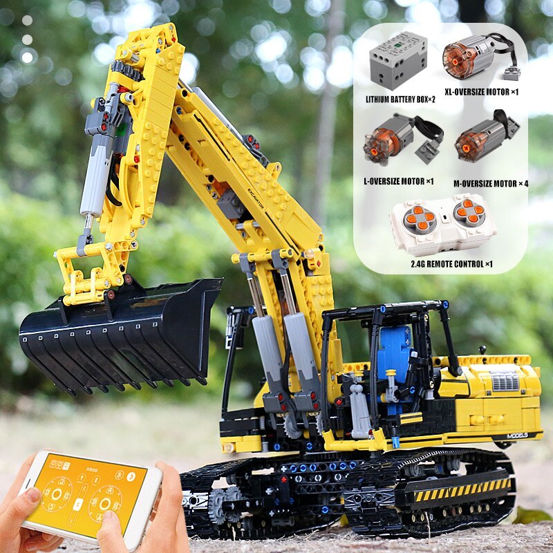 Mould King 13112 MOC Technical excavator Model Building blocks Link Belt 250 X 3 1830pcs bricks with Motor ship from China.