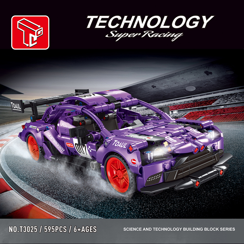 TaiGaoLe T3025 Moc Building blocks Technical Super Racing Car Model 595pcs bricks toys without Motor ship from China