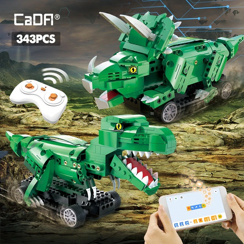 CaDa C59001 MOC Technical Remote Control Dinosaur World Tyrannosaurus Rex Model Building Blocks 343pcs with Motor ship from China.