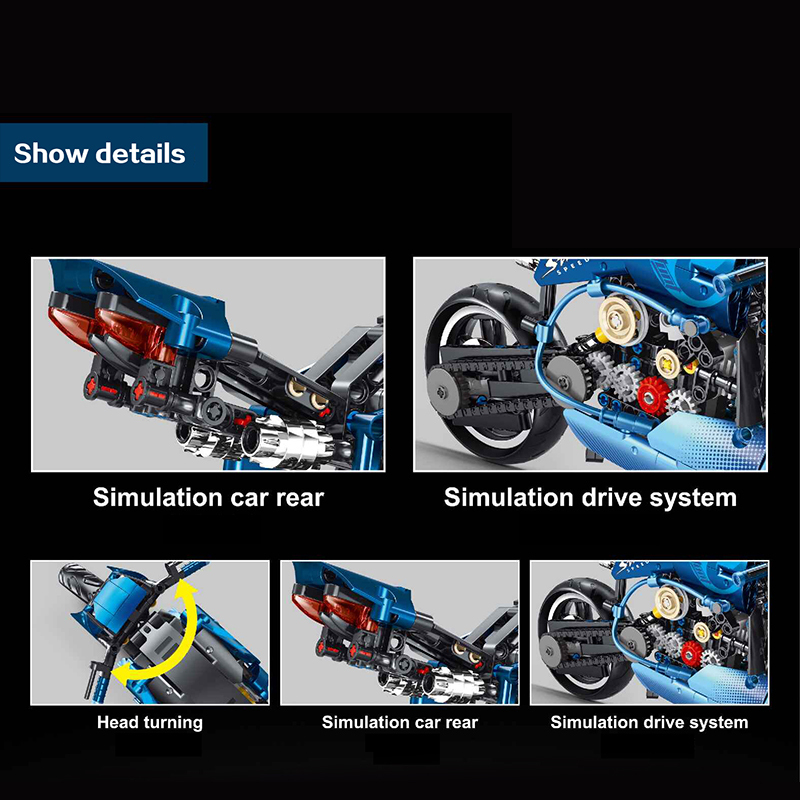 TaiGaoLe T3034 Moc Technical motorcycle Model building blocks without Motor 619pcs Bricks toys ship from China.