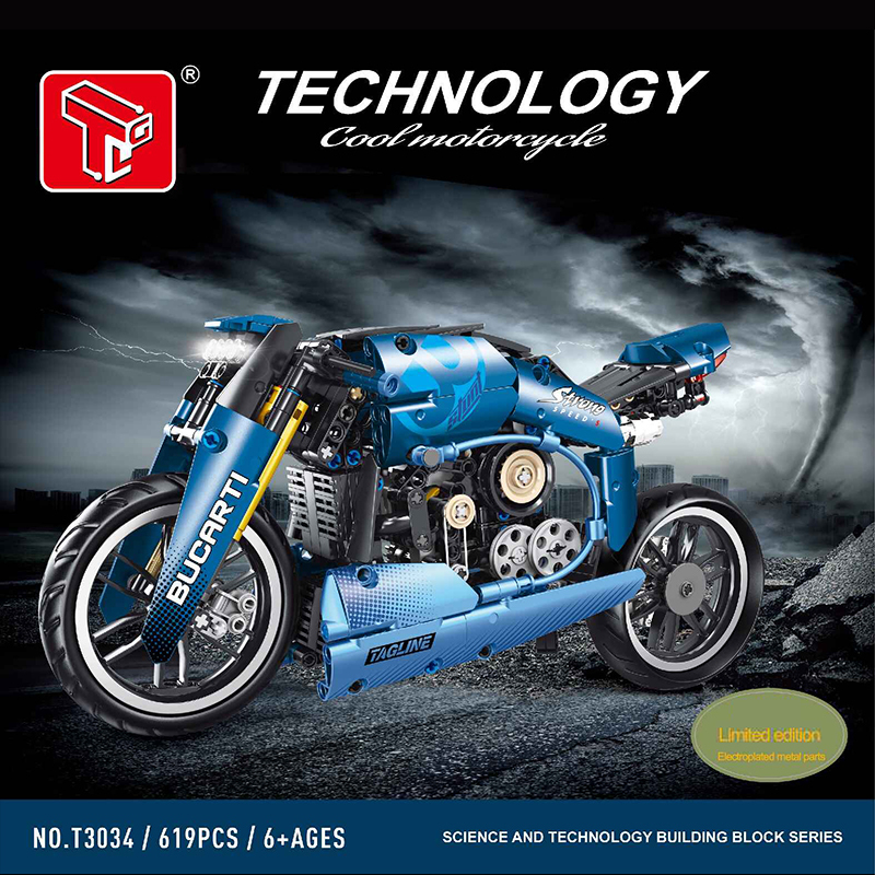 TaiGaoLe T3034 Moc Technical motorcycle Model building blocks without Motor 619pcs Bricks toys ship from China.