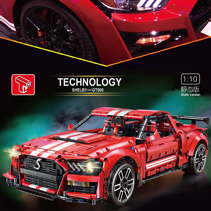 TaiGaoLe T5017B Moc Technical  Red Super Car 1:10 Shelby Gt500 Building Blocks 2814pcs without Motor Gift ship from China.