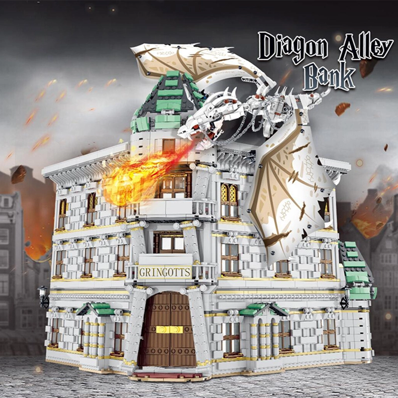 (Pre-Sale Available on 25,MAR.)MORK 032101 City Street Creator MOC Diagon Alley Bank Toy 4185pcs Building Blocks Brick Ship from Europe.