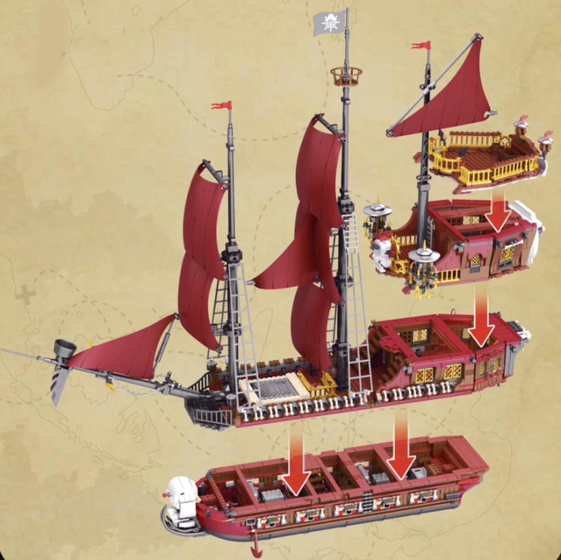 Roebrix 66010 MOC Expert Ideas Pirate Revenge-Model Ship Building Blocks 3066pcs Bricks Model Movie Toys from China.