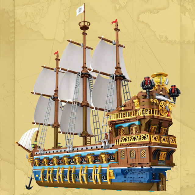 Reobrix 66011 Moc Movie Pirates The Royal Fleet The Sun ship Building Blocks 3162pcs bricks toys from China