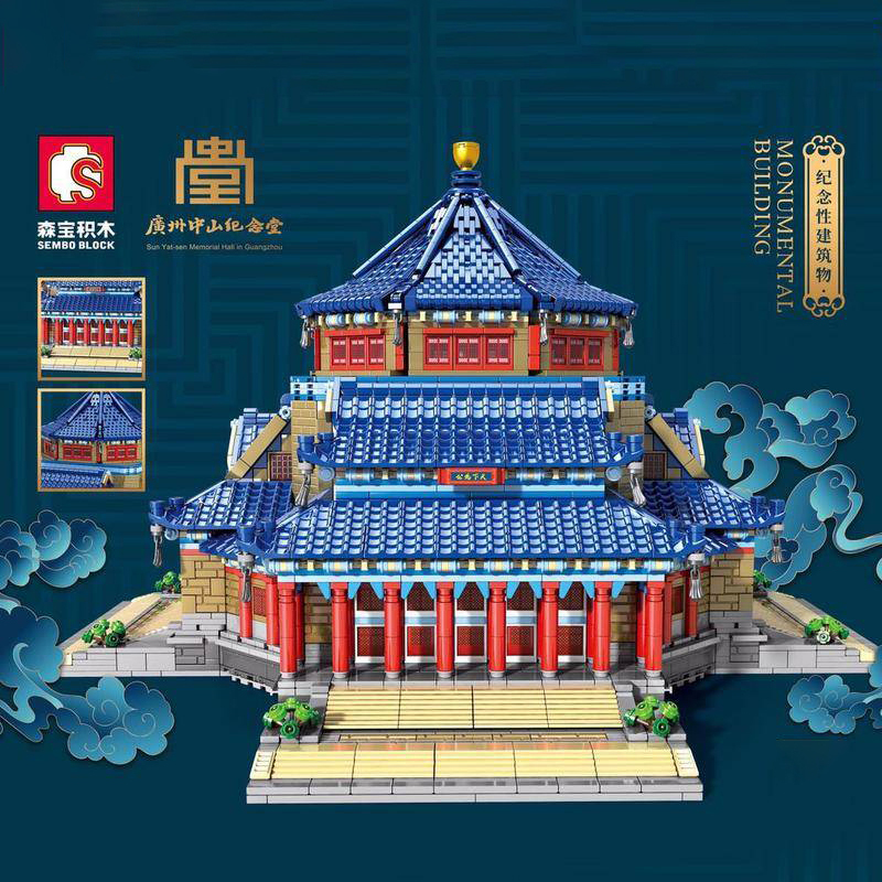 SEMBO 601306 MOC Chinese Buildings Sun Yat-sen Memorial Hall Model Blokcs 4725pcs bricks from China .