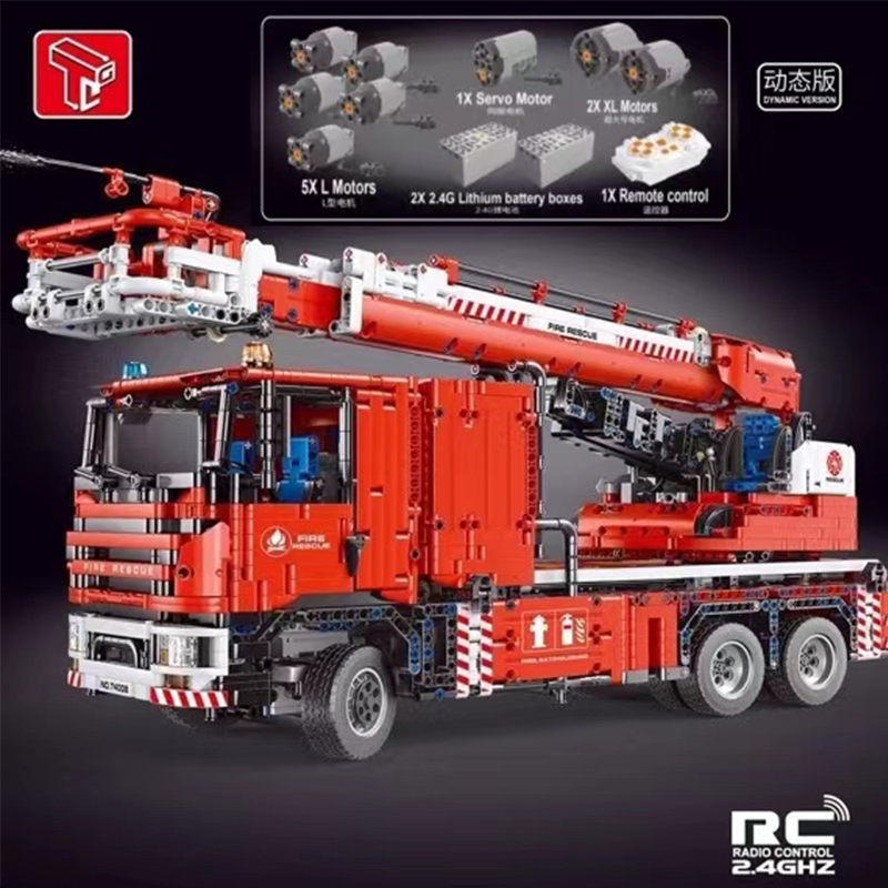 TaiGaoLe T4008 Moc High-Tech 8x8 Dynamic version Fire Engineering Truck Crane Electric Remote Control Assembly 4629PCS Bricks Building Blocks ship fro
