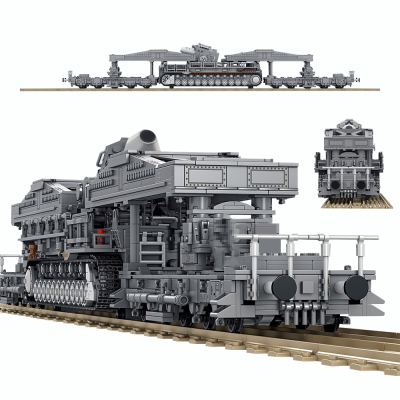 PANLOS 628008 Military Heavy Tank Bricks Set Karl Carronade Dora German Railway Gun Building Blocks 4158pcs Bricks Ship