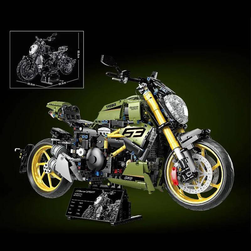 TaiGaoLe T4021 Moc Technical Green 1:5 Motorcycle Building Blocks 2025pcs static version Ship from China.