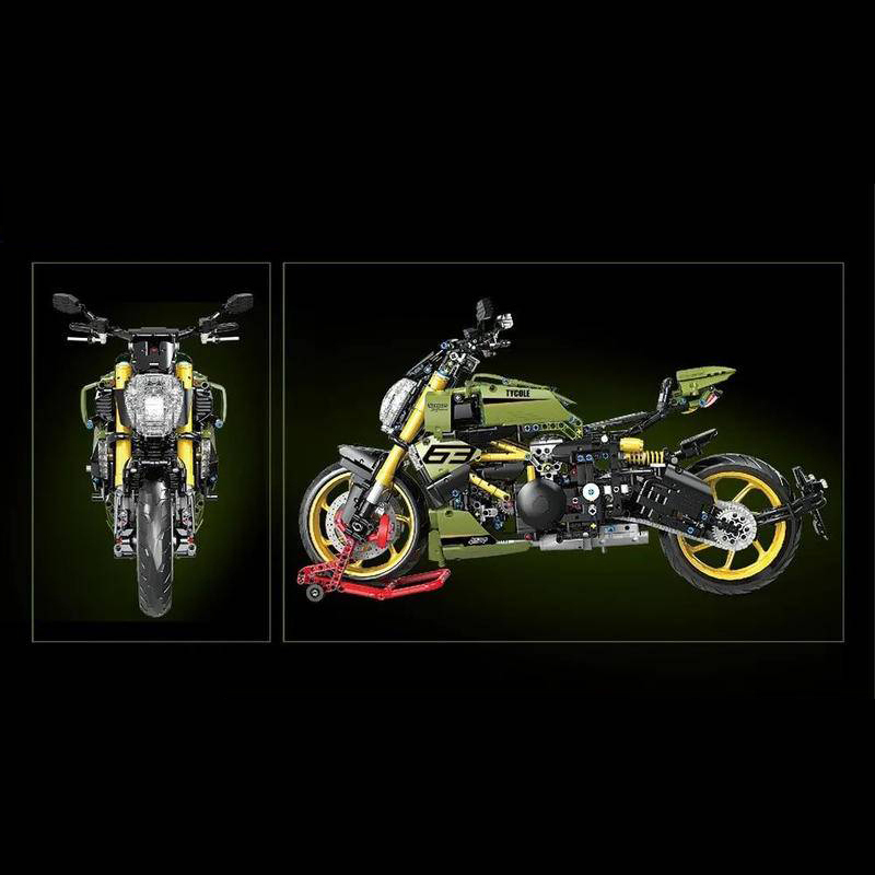 TaiGaoLe T4021 Moc Technical Green 1:5 Motorcycle Building Blocks 2025pcs static version Ship from China.
