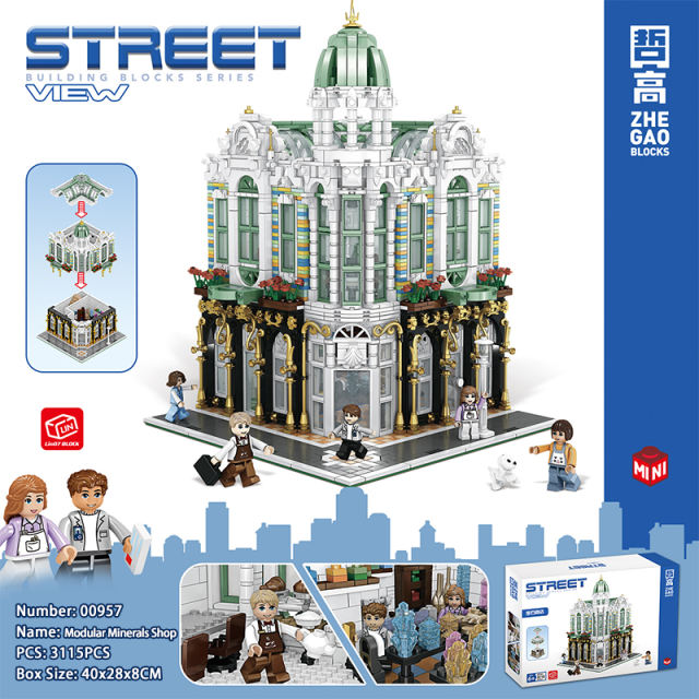 QL00957 MOC City Street Mini Modular Minerals Shop Building Blocks 3115pcs bricks Toys Gift From China.