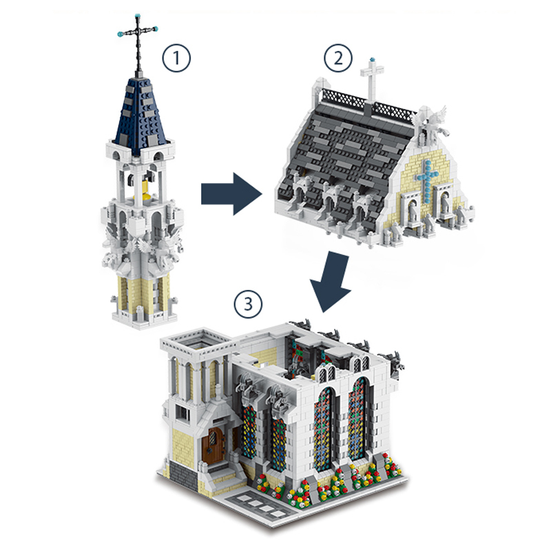 MOC Custom Building Blocks 033006 Creator Medieval City Church 4752pcs Bricks Ship From Europe 3-7 Days Delivery